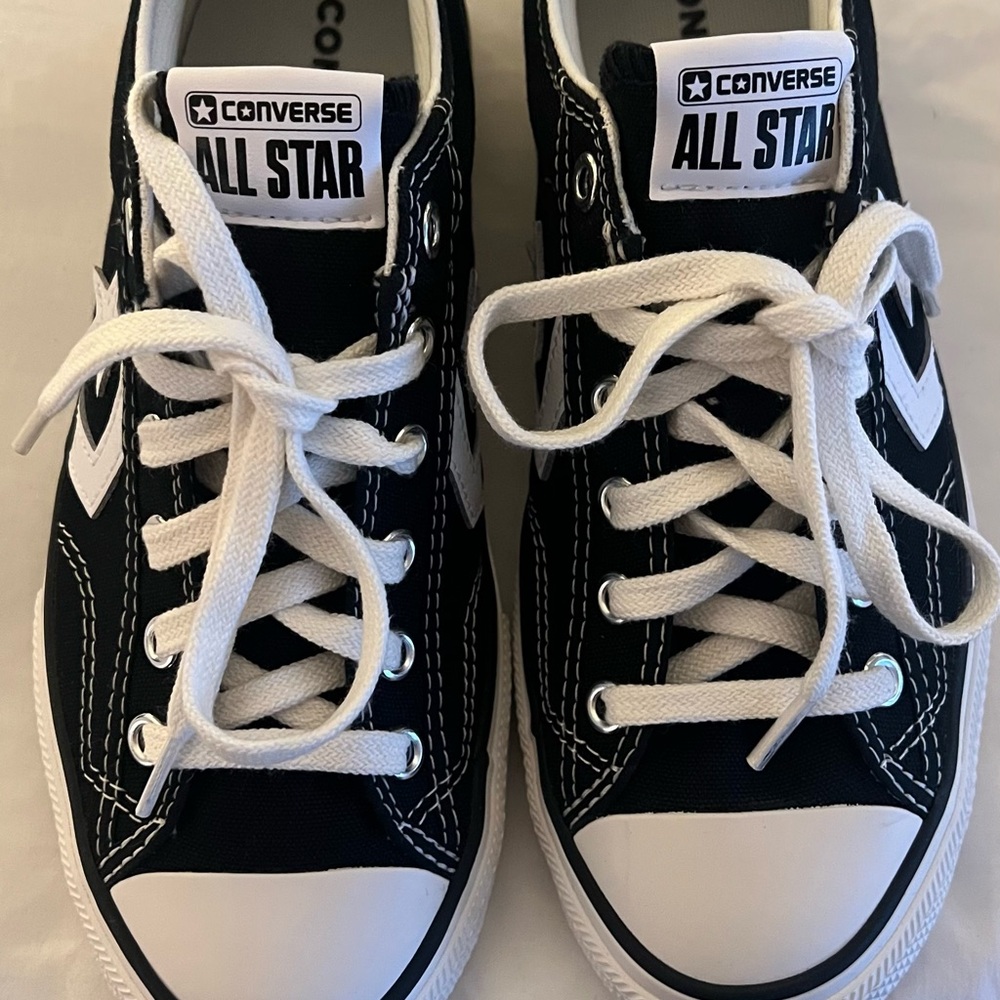 Converse Black Sneakers with Canvas Upper and Rubber Toe Cap